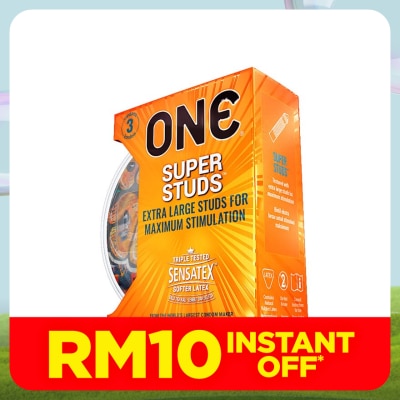 ONE SUPER STUDS LATEX CONDOM 3'S