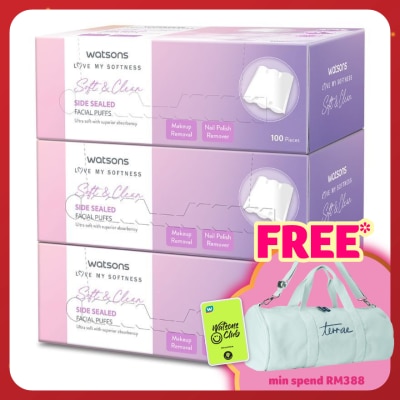 WATSONS Soft & Clean Side Sealed Facial Puffs 3 x 100's