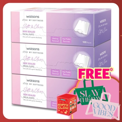 WATSONS Soft & Clean Side Sealed Facial Puffs 3 x 100's