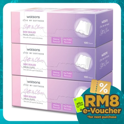 WATSONS Soft & Clean Side Sealed Facial Puffs 3 x 100's