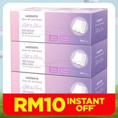 WATSONS Soft & Clean Side Sealed Facial Puffs 3 x 100's