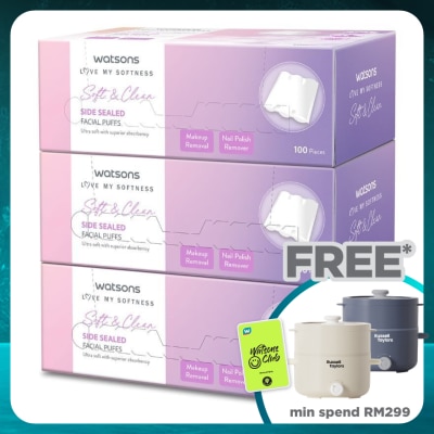 WATSONS Soft & Clean Side Sealed Facial Puffs 3 x 100's