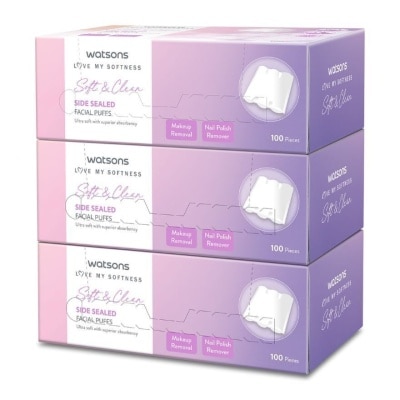 WATSONS Soft & Clean Side Sealed Facial Puffs 3 x 100's