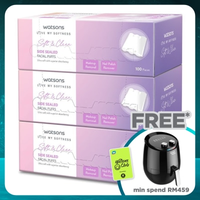 WATSONS Soft & Clean Side Sealed Facial Puffs 3 x 100's