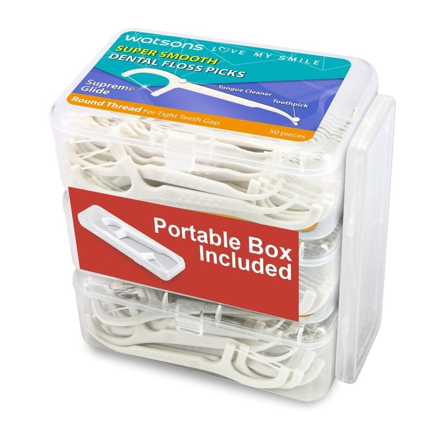 Super Smooth Round Thread Dental Floss  50SX3boxes