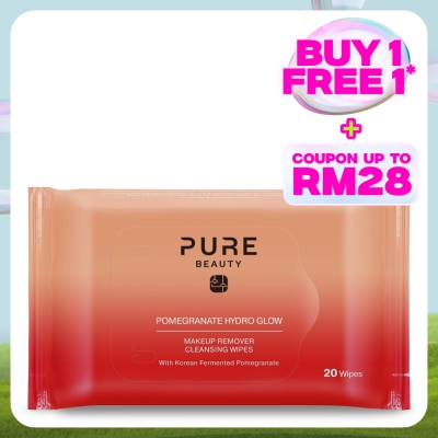 PURE BEAUTY Pomegranate Hydro Glow Makeup Remover Cleansing Wipes 20s