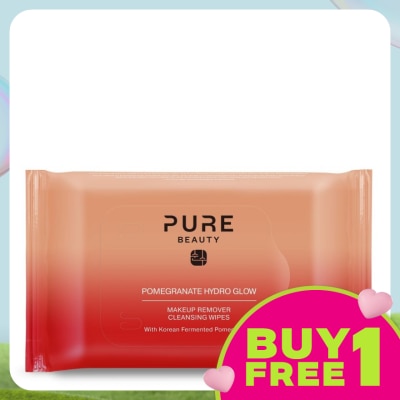 PURE BEAUTY Pomegranate Hydro Glow Makeup Remover Cleansing Wipes 20s