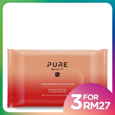 PURE BEAUTY Pomegranate Hydro Glow Makeup Remover Cleansing Wipes 20s