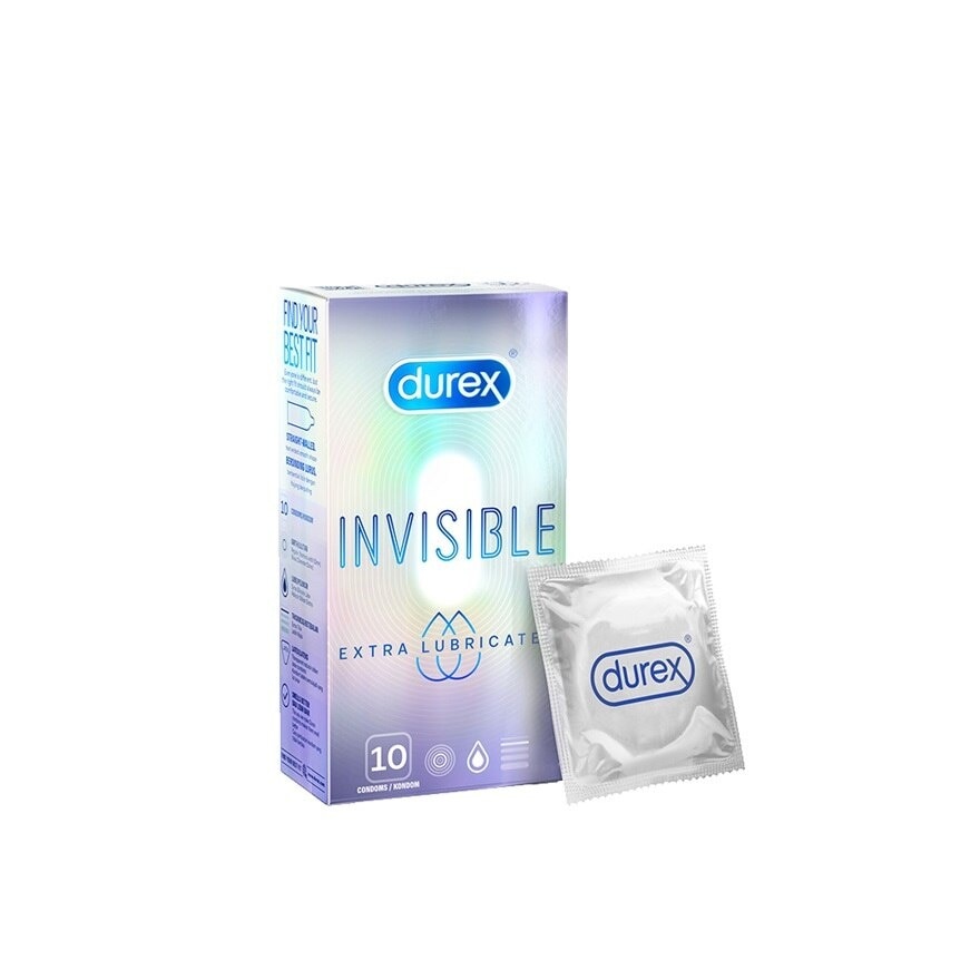 Condom Invisible Extra Lubricated 10s