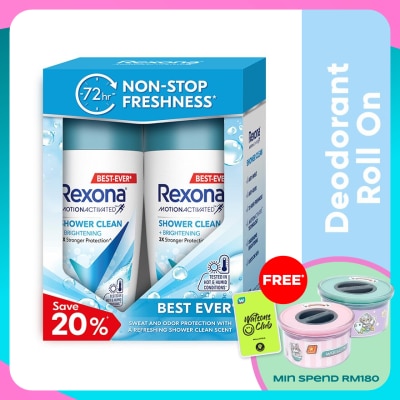 REXONA Shower Clean Roll On 2x45ml