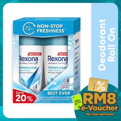 REXONA Shower Clean Roll On 2x45ml