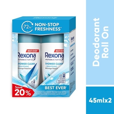 REXONA Shower Clean Roll On 2x45ml