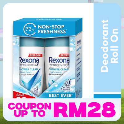 REXONA Shower Clean Roll On 2x45ml