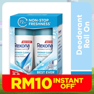 REXONA Shower Clean Roll On 2x45ml