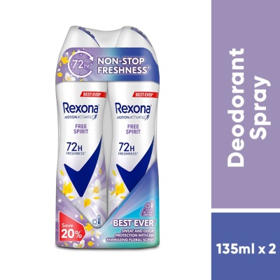 REXONA, Rex Free Spirit Spray 2x135ml | Watsons Malaysia