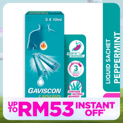 GAVISCON Heartburn & Indigestion Relief Peppermint Sachet 5 x 10ml