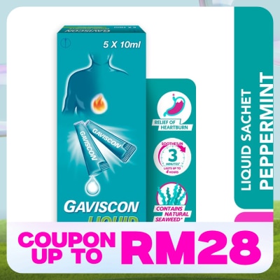 GAVISCON Heartburn & Indigestion Relief Peppermint Sachet 5 x 10ml