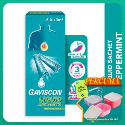 GAVISCON - Heartburn & Indigestion Relief Peppermint Sachet 5 x 10ml
