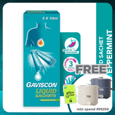 GAVISCON Heartburn & Indigestion Relief Peppermint Sachet 5 x 10ml