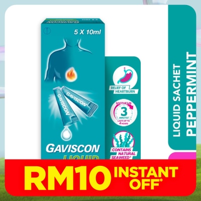 GAVISCON Heartburn & Indigestion Relief Peppermint Sachet 5 x 10ml