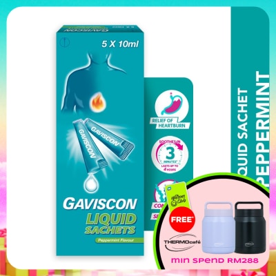 GAVISCON - Heartburn & Indigestion Relief Peppermint Sachet 5 x 10ml