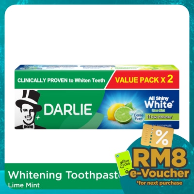 DARLIE Toothpaste All Shiny White Lime Mint 2X140g