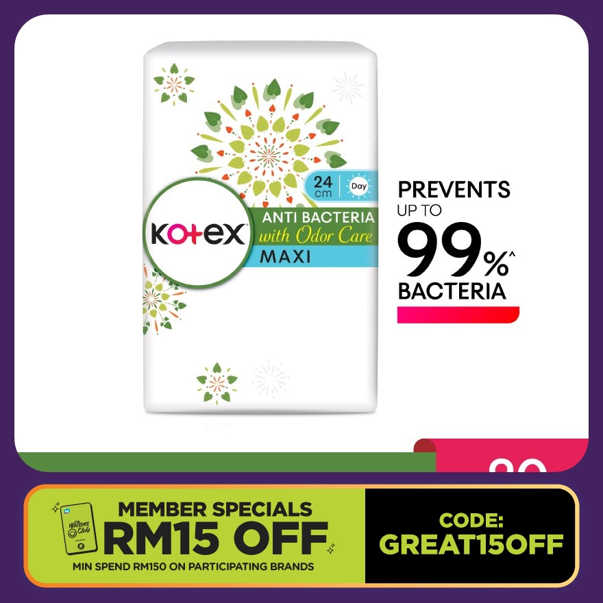 Anti-Bacteria Maxi Day Non Wing Pad 24cm (20s) - Sanitary Pad With Odor Care