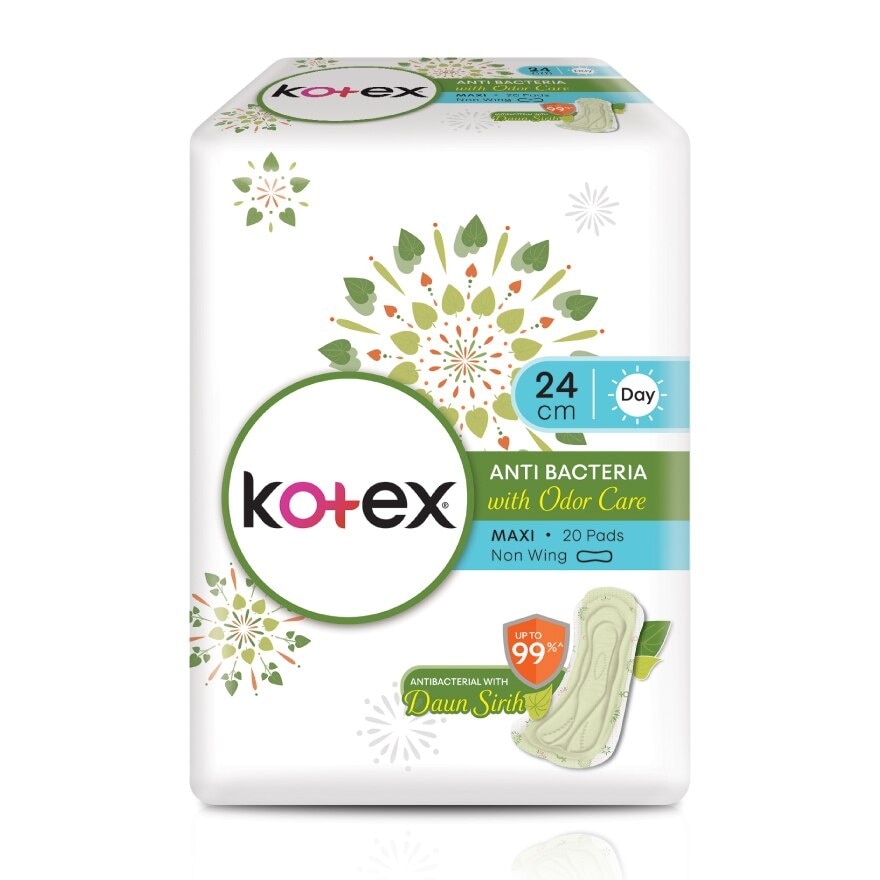 Anti-Bacteria Maxi Day Non Wing Pad 24cm (20s) - Sanitary Pad With Odor Care