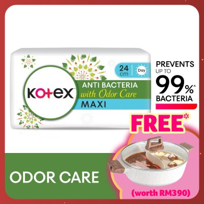 KOTEX Anti-Bacteria Maxi Day Wing Pad 24cm (16s) - Sanitary Pad With Odor Care