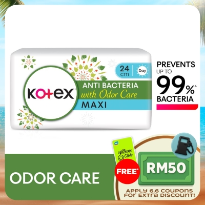KOTEX - Anti-Bacteria Maxi Day Wing Pad 24cm (16s) - Sanitary Pad With Odor Care