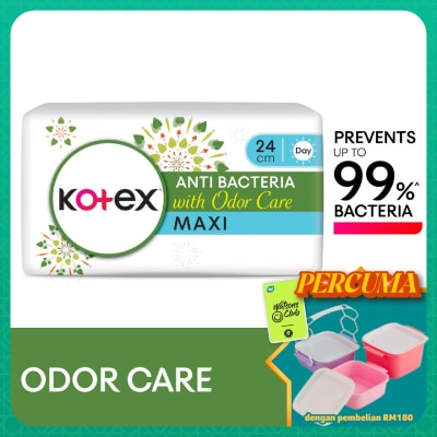 KOTEX - Anti-Bacteria Maxi Day Wing Pad 24cm (16s) - Sanitary Pad With Odor Care