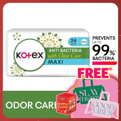 KOTEX Anti-Bacteria Maxi Day Wing Pad 24cm (16s) - Sanitary Pad With Odor Care