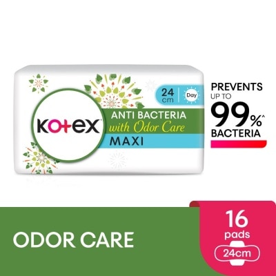 KOTEX Anti-Bacteria Maxi Day Wing Pad 24cm (16s) - Sanitary Pad With Odor Care