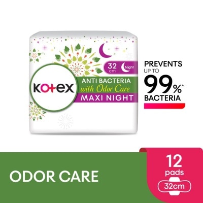 KOTEX Anti-Bacteria Overnight Wing Pad 32cm (12s) - Sanitary Pad With Odor Care