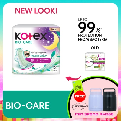 KOTEX - Biocare Anti-Bacteria Overnight Wing Pad 32cm (12s) - Sanitary Pad With Odor Care