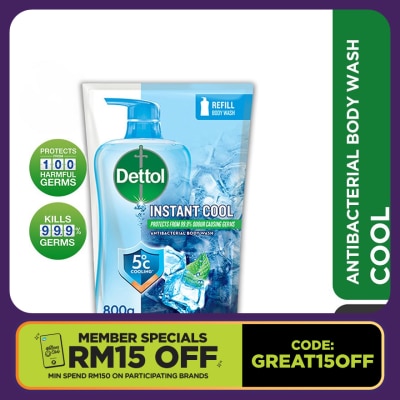 DETTOL Body Wash Refill Instant Cool Mint & Sea Minerals 800ml