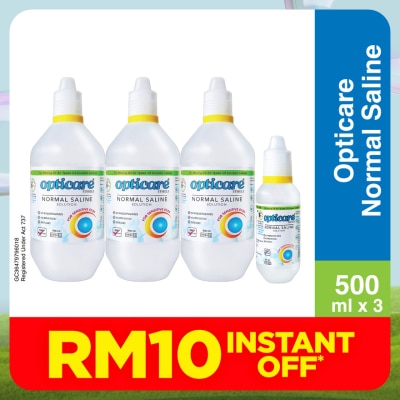 OPTICARE Normal Saline Solution 3 x 500ml + 120ml
