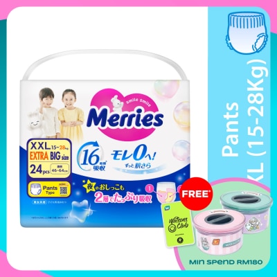 MERRIES Merries Super Premium Pants Baby Diaper Super Jumbo pack (15-28kg) XXL 24s