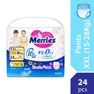 MERRIES Merries Super Premium Pants Baby Diaper Super Jumbo pack (15-28kg) XXL 24s