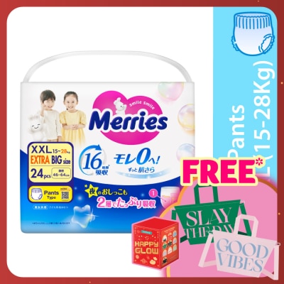 MERRIES Merries Super Premium Pants Baby Diaper Super Jumbo pack (15-28kg) XXL 24s
