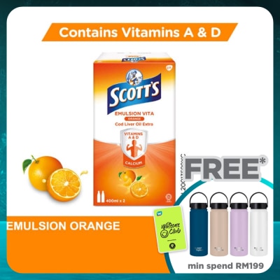 SCOTT'S Emulsion Cod Liver Oil Orange Vit A & D 2X400ML