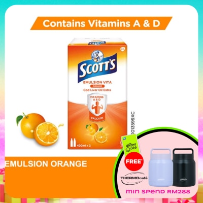 SCOTT'S - Emulsion Cod Liver Oil Orange Vit A & D 2X400ML