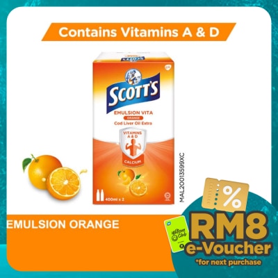 SCOTT'S Emulsion Cod Liver Oil Orange Vit A & D 2X400ML