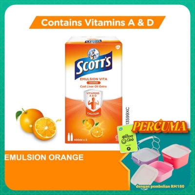 SCOTT'S - Emulsion Cod Liver Oil Orange Vit A & D 2X400ML