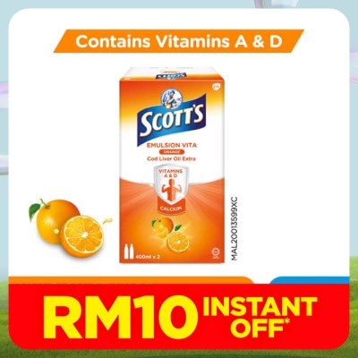 SCOTT'S Emulsion Cod Liver Oil Orange Vit A & D 2X400ML