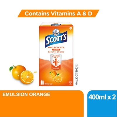 SCOTT'S Emulsion Cod Liver Oil Orange Vit A & D 2X400ML