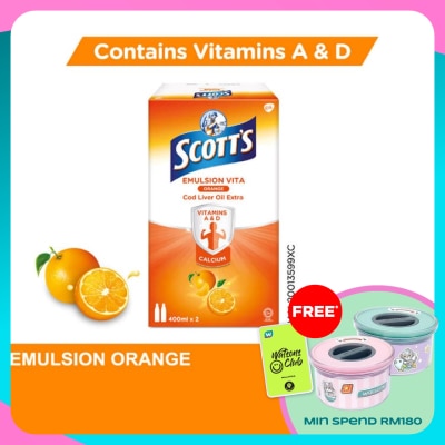 SCOTT'S Emulsion Cod Liver Oil Orange Vit A & D 2X400ML