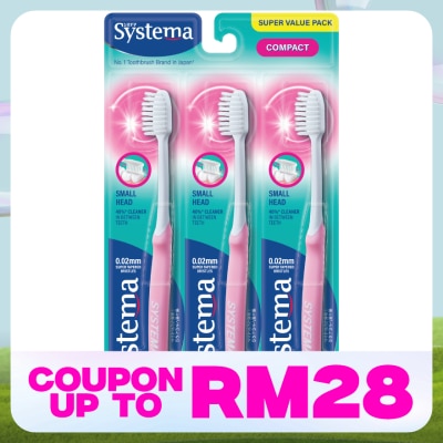 SYSTEMA Super Value Pack Compact Toothbrush 3's