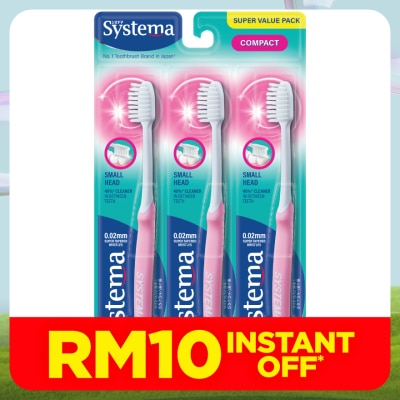 SYSTEMA Super Value Pack Compact Toothbrush 3's