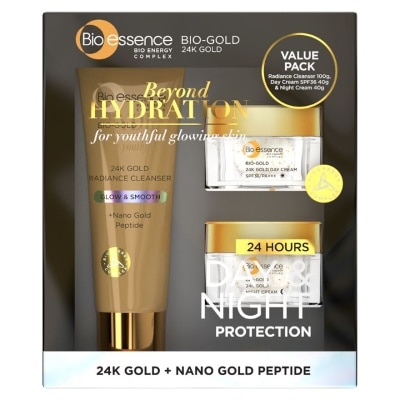 BIO-ESSENCE 24K Bio Gold Cleanser+Day Cream + Night Cream